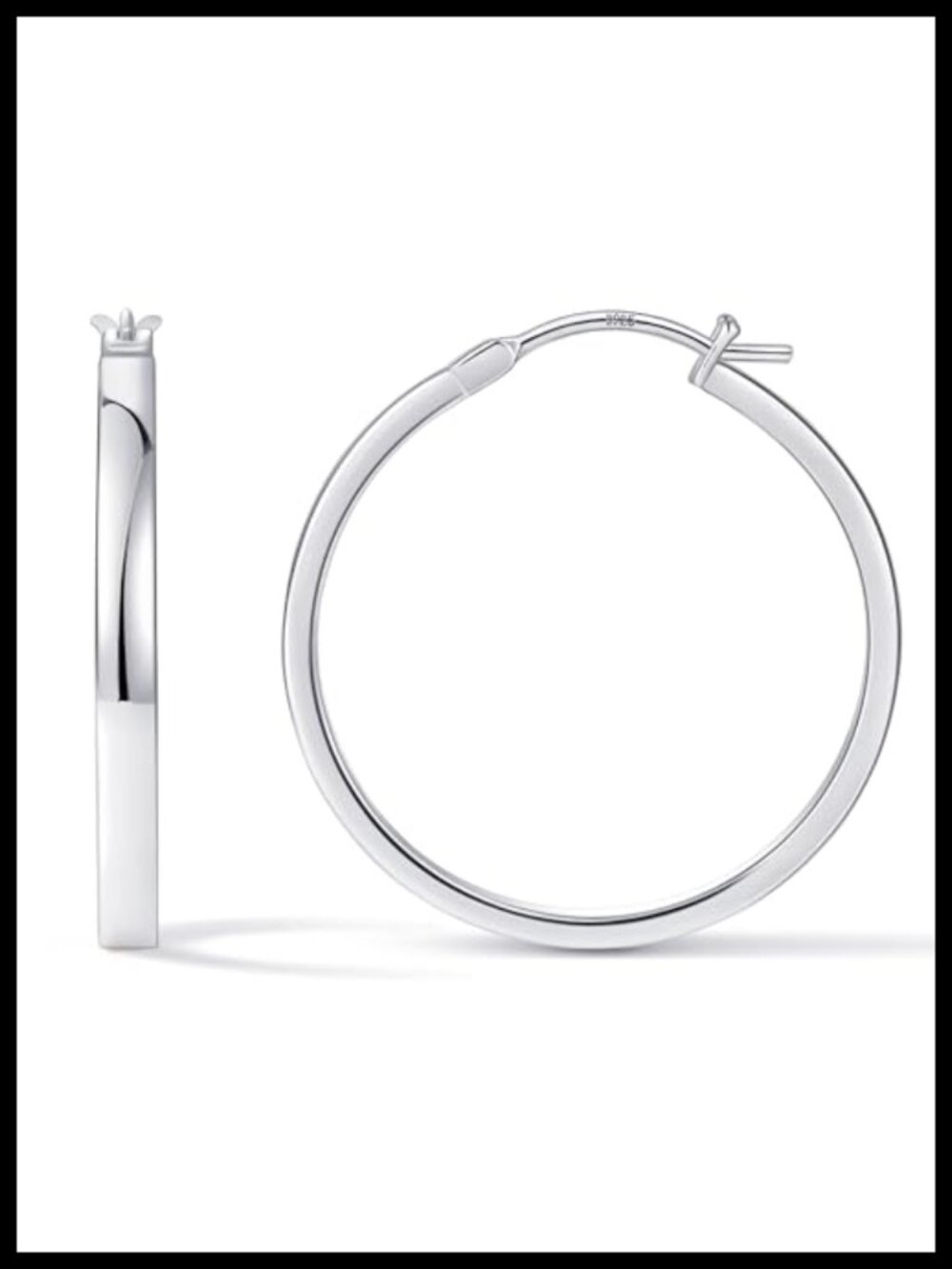14K White Gold Plated Hoop Earrings Lightweight Hypoallergenic